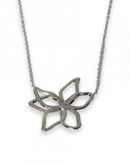 Zilverkleurige ketting hibiscus, roestvrij staal, waterproof en hypo allergeen