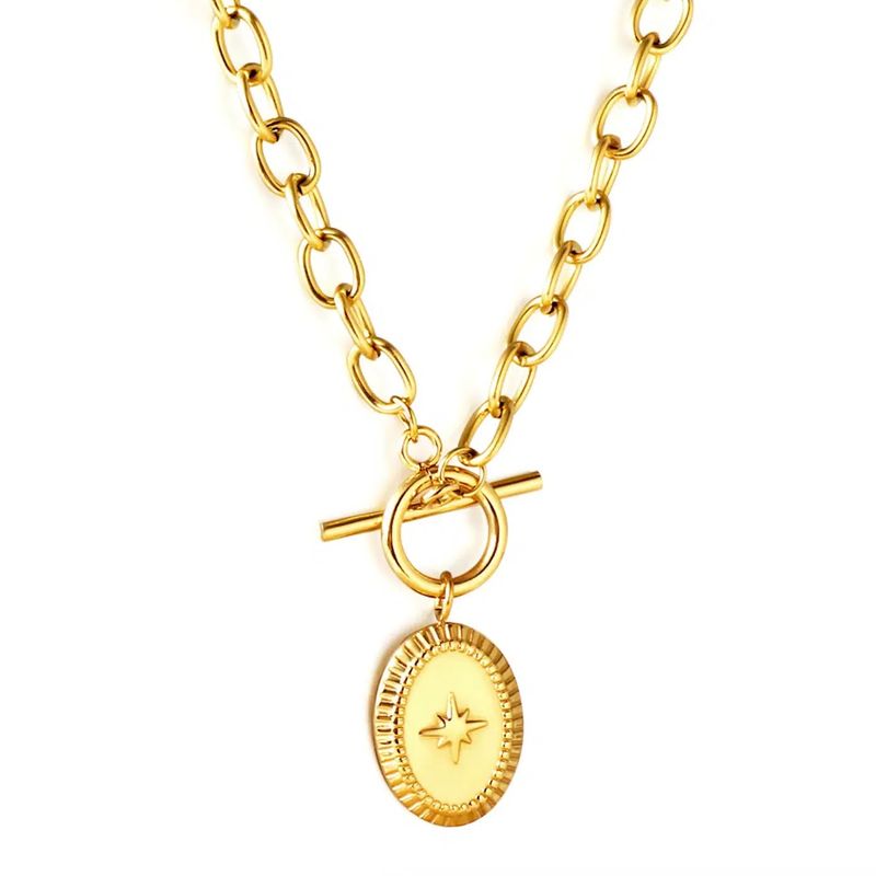 Gouden schakkelketting met ster bedel, stainless steel, waterproof