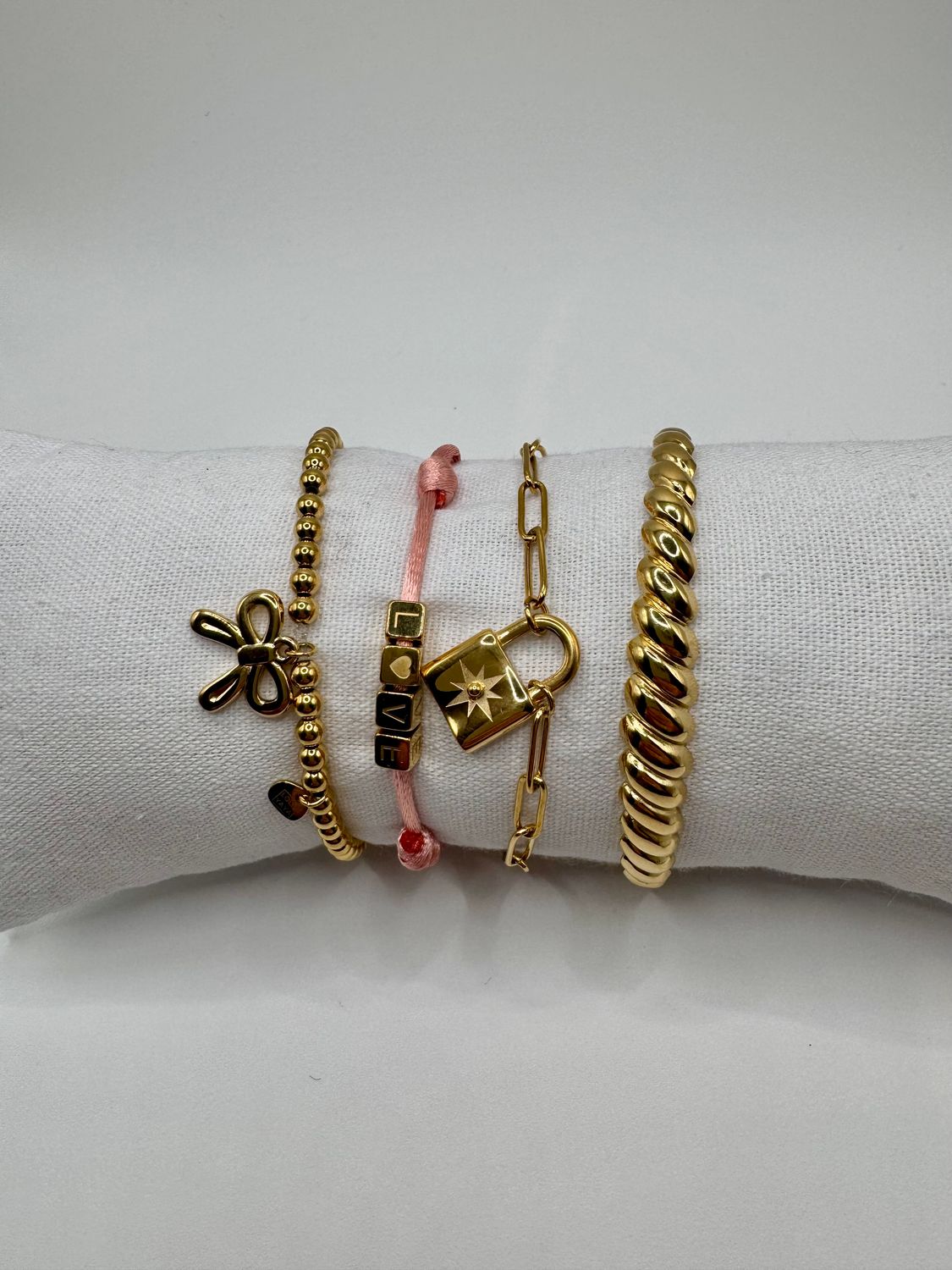 Armband | Satin Love | Roze &amp; Goud