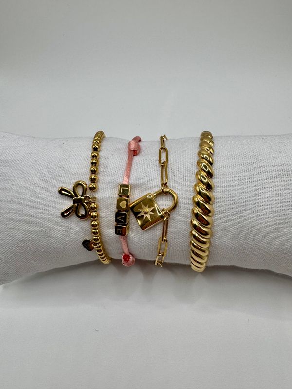 Armband | Satin Love | Roze & Goud Armband | Satin Love | Roze & Goud