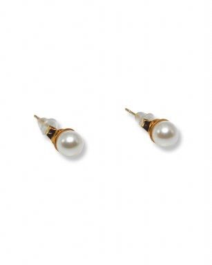 Gouden parelmoer studs, stainless steel, kleurvast