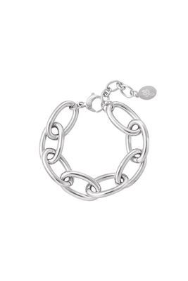 Statement zilveren schakel armband, roestvrij staal, kleurvast en anti allergisch