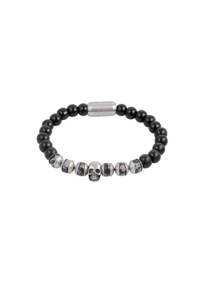 Stoere heren armband natuursteen en doodskop