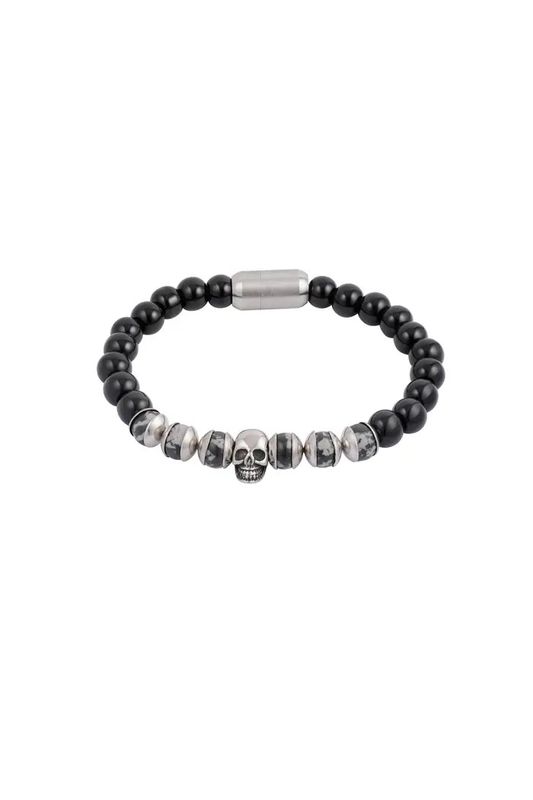 Stoere heren armband natuursteen en doodskop