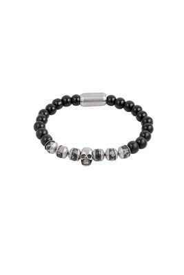 Stoere heren armband natuursteen en doodskop