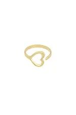 One size gouden hart ring stainless steel
