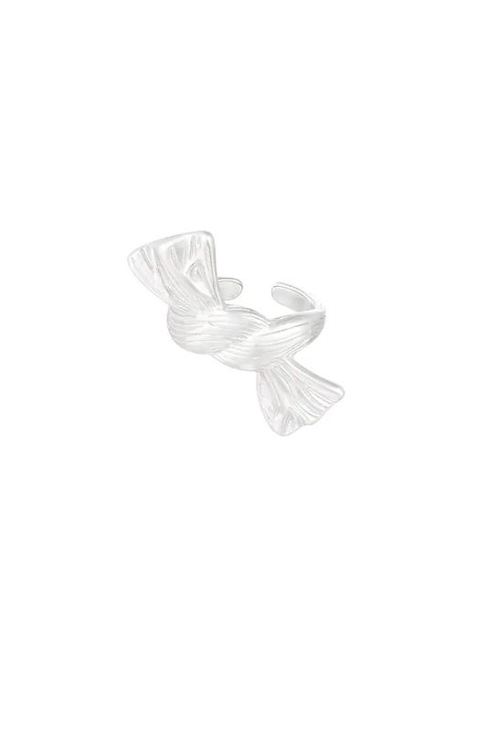 Verstelbare stainless steel knot,it up ring in zilver, hypoallergeen