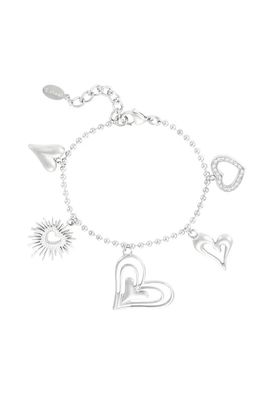 Hartjes bedel armband armband zilver roestvrij staal, kleurvast