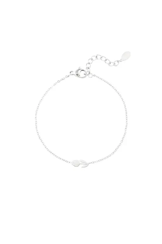 Minimalistische zilveren armband Tulp, kleurvast, stainless steel

