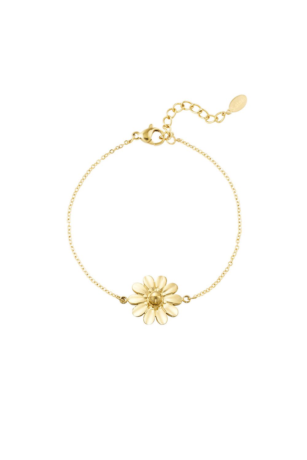 Fijn gouden armband met bloem, stainless steel, kleurvast, waterproof, anti allergisch