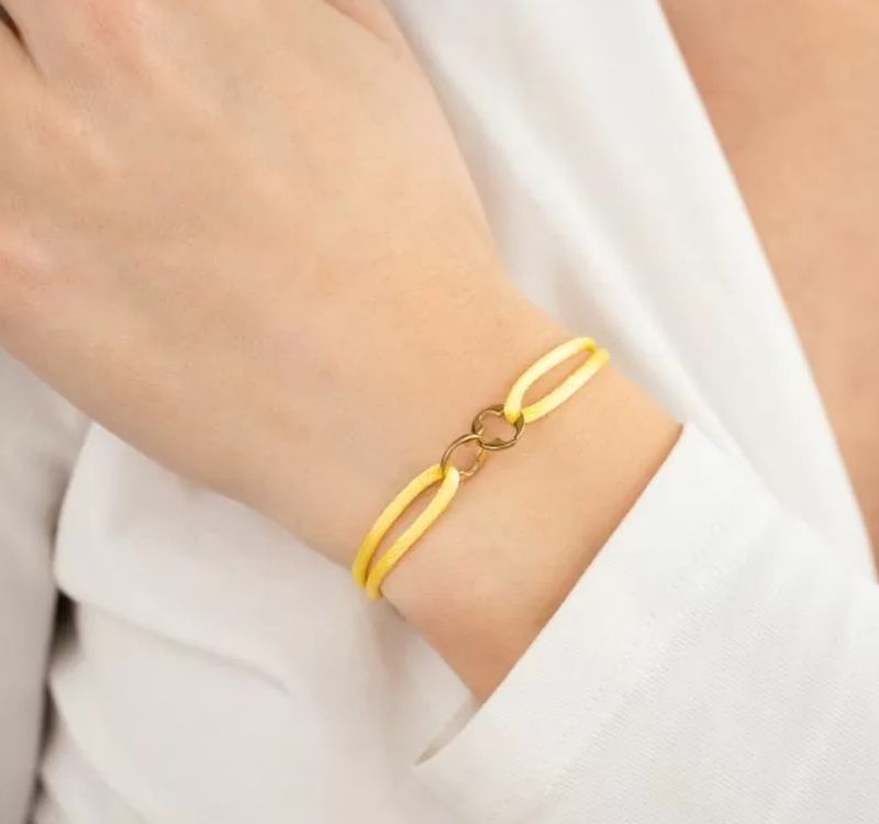 Armband | Klavertjes | Geel &amp; Goud | Stainless steel