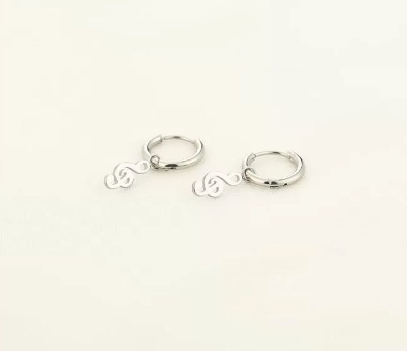 &quot;Oorbellen | Muzieksleutel | Zilver | Stainless Steel&quot;