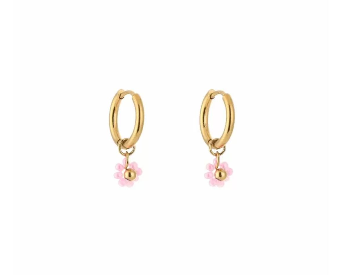 &quot;Oorbellen |  Bloem | Pink | Stainless Steel&quot;