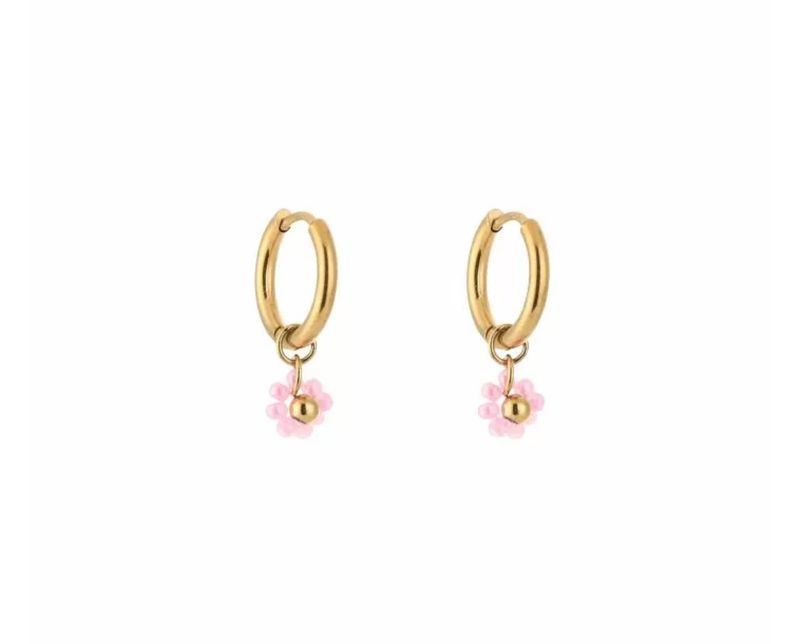 &quot;Oorbellen |  Bloem | Pink | Stainless Steel&quot;