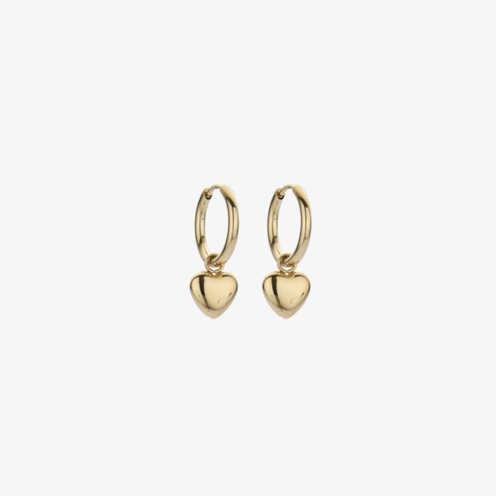 Oorbellen met gouden hartje, stainless steel