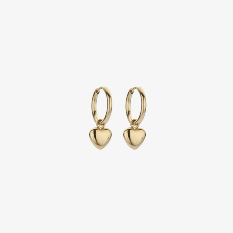 Oorbellen met gouden hartje, stainless steel