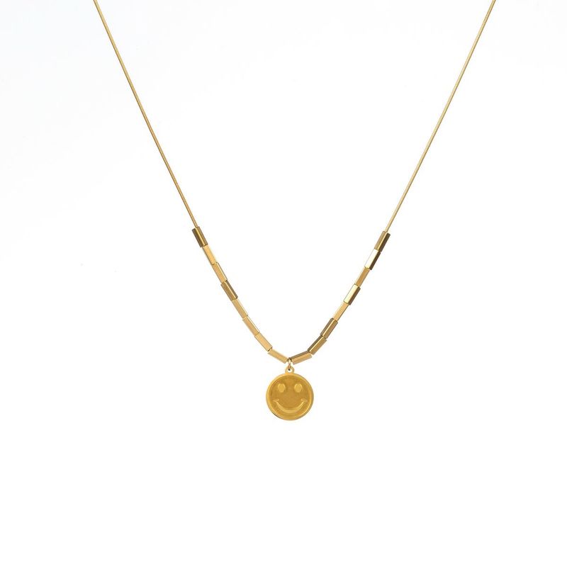 Fijn gouden ketting smiley, stainless steel, waterproof, kleurvast
 