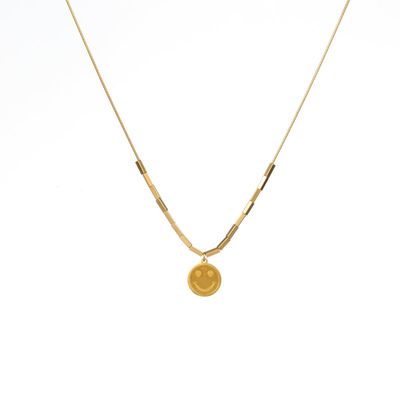 Fijn gouden ketting smiley, stainless steel, waterproof, kleurvast
 