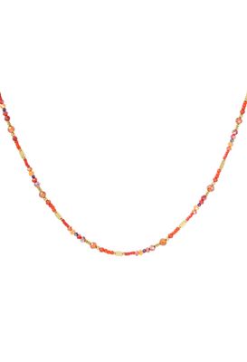 Ketting | Rood &amp; Goud | Steen, Glas, Hematiet &amp; Kristal | Stainless Steel