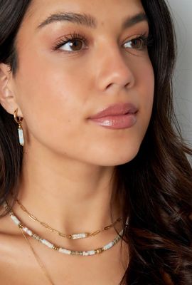 Ketting | Blauw-Groene &amp; Goud | Keizer Jaspis | Stainless steel