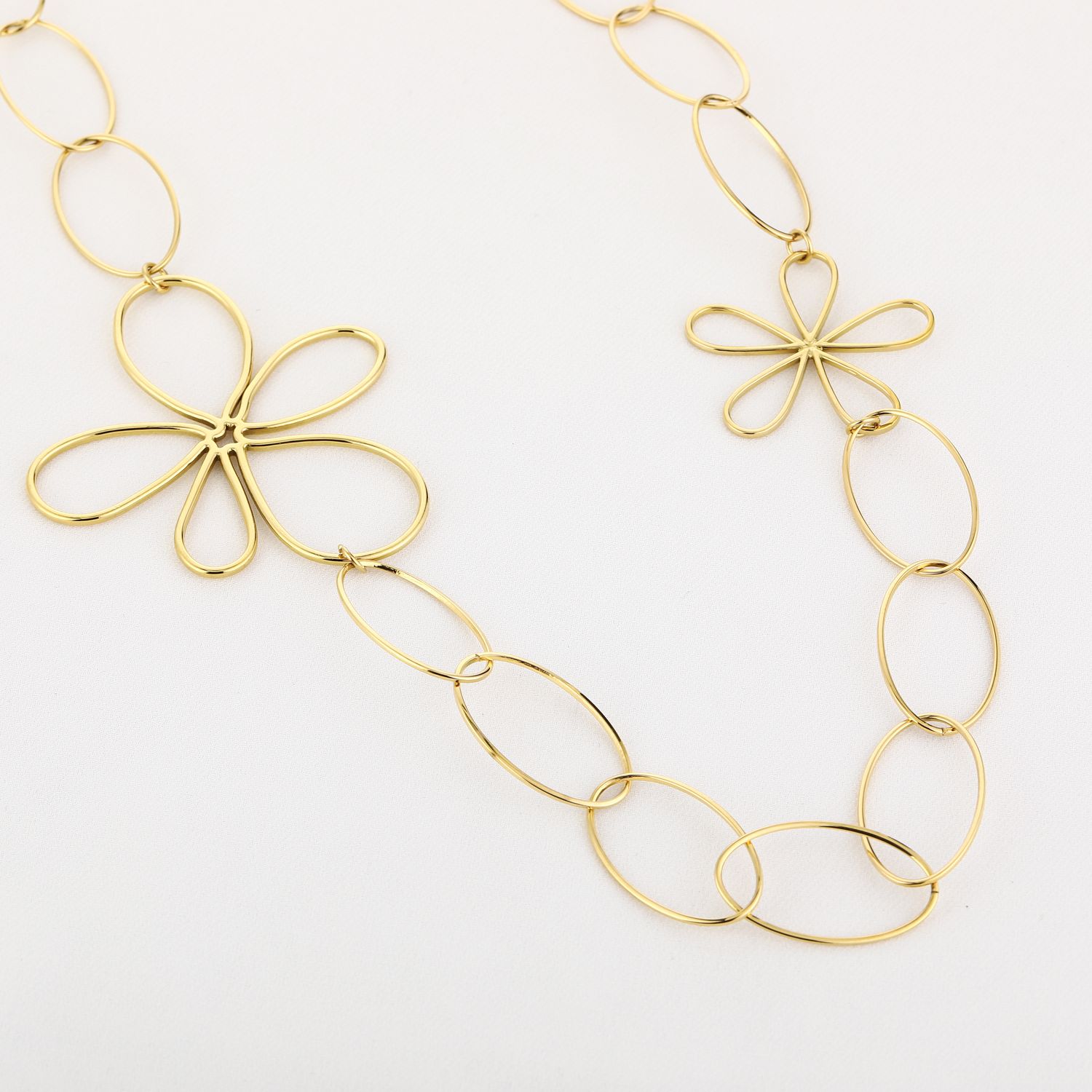 Lange gouden bloem ketting
