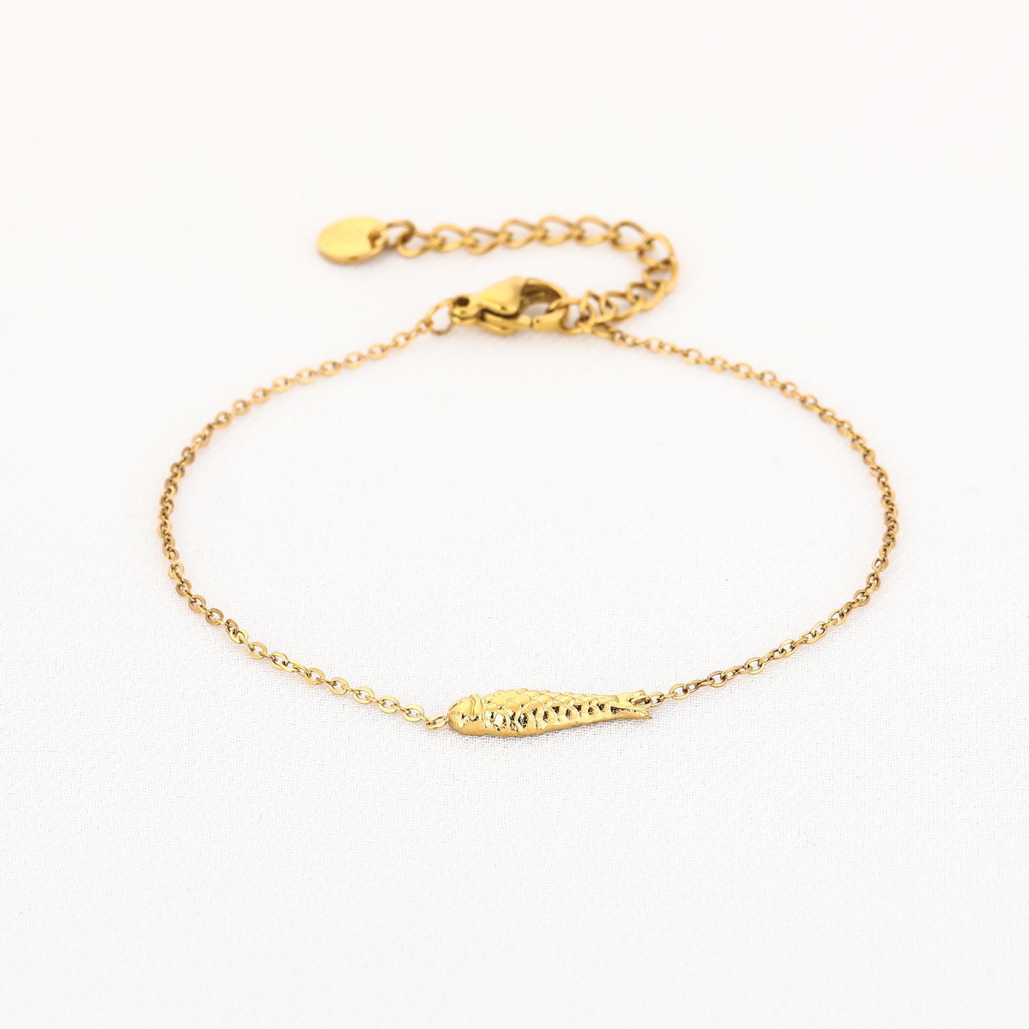 Gouden armband Fish stainless steel waterproof en anti allergisch