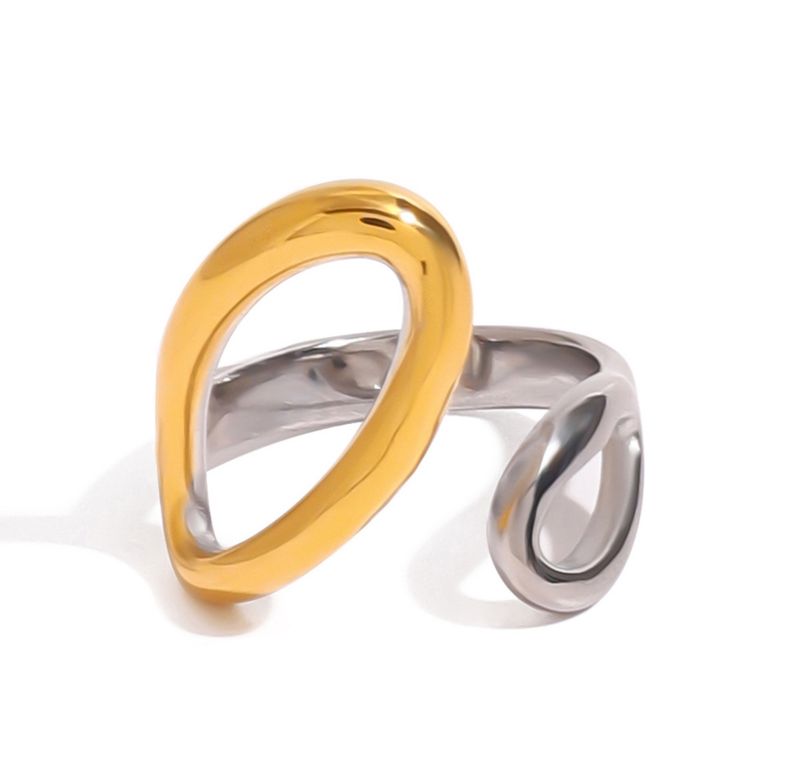 Ring | Duo Drop | Goud &amp; Zilver | Stainless steel | one size