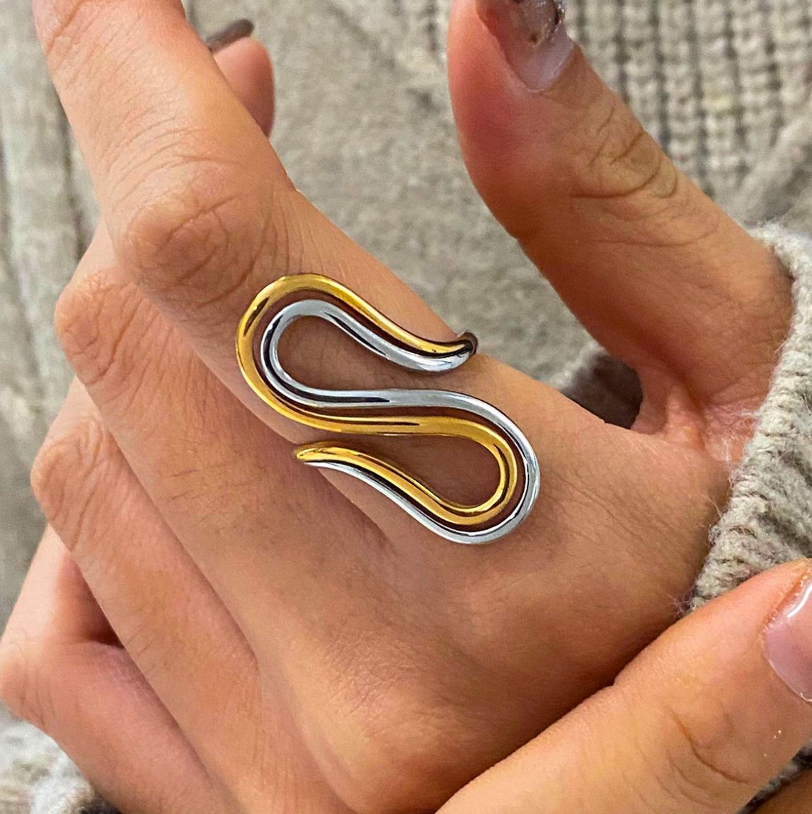 Ring | Chic Line | Goud &amp; Zilver | One size | Stainless steel