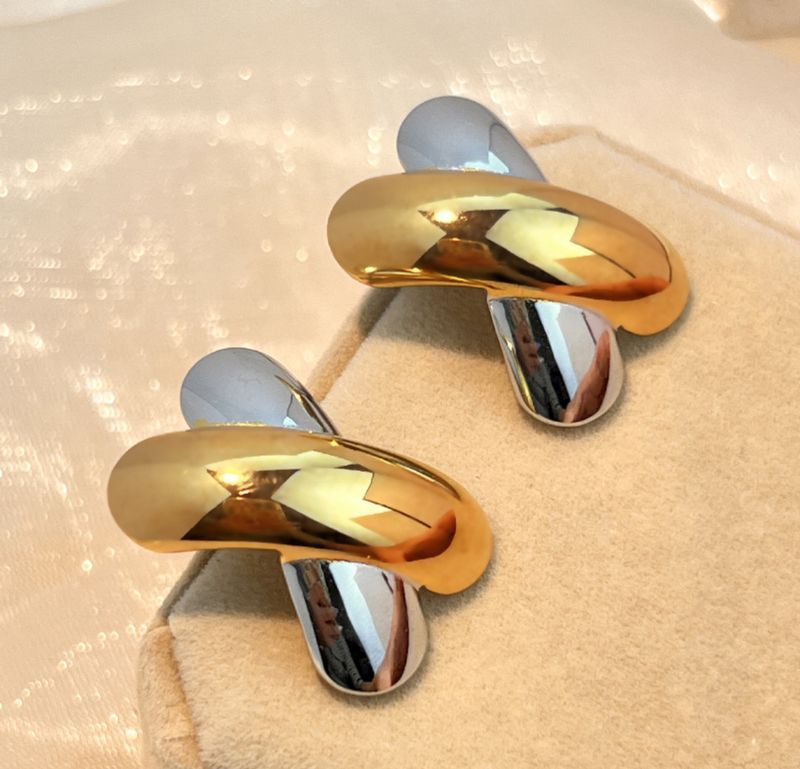 Oorbellen | Crossed | Goud &amp; Zilver | Stainless steel