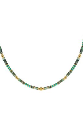 Ketting |  Vrolijke kralen | Green &amp; Gold  | Hematiet &amp;  Stone | Stainless steel