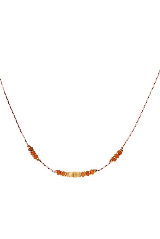 Ketting | Koraal | Natuursteen | Stainless steel