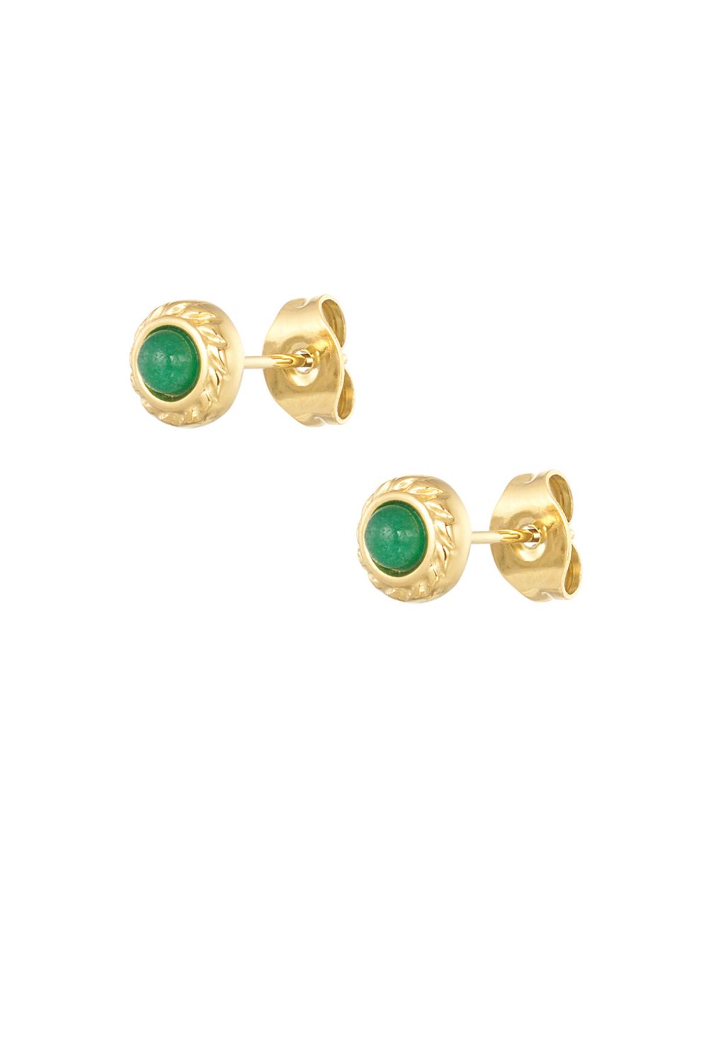 Oorbellen | Studs | Groen &amp; Goud | Stainless steel