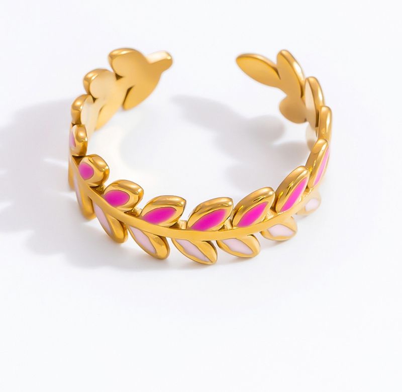 Kleurrijke ring | Olive | Fuchsia &amp; Roze | Stainless steel