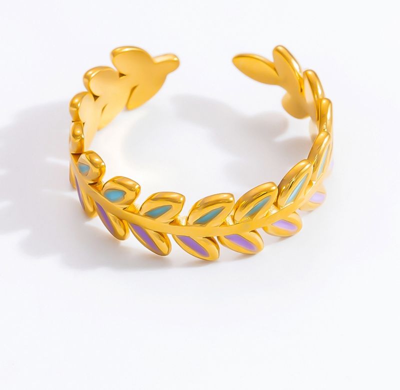 Kleurrijke ring | Olive | Groen &amp; Lila | Stainless steel