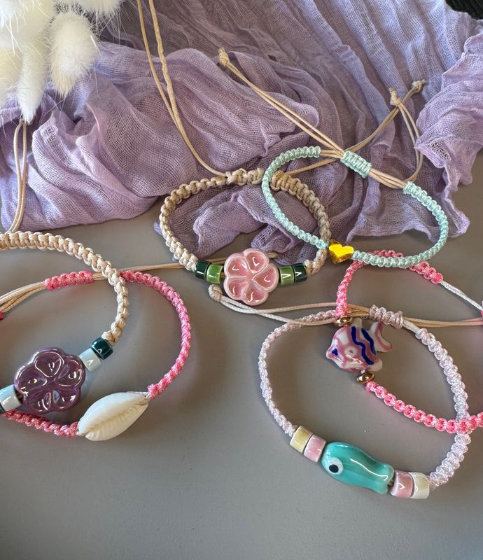 Armband | Macrame Schelp | Roze