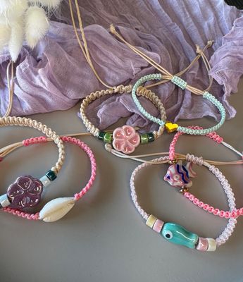 Armband | Macrame Schelp | Roze