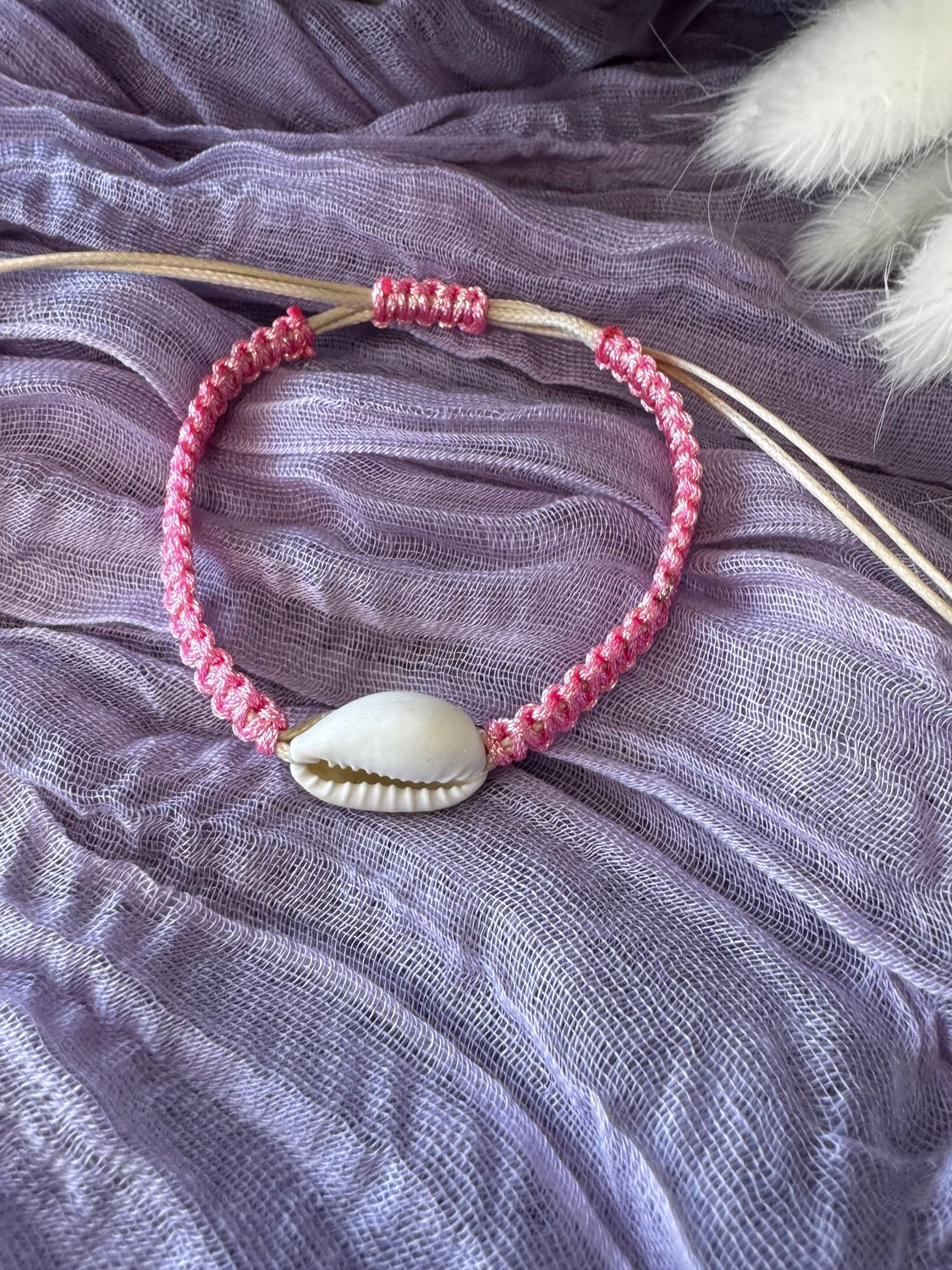 Armband | Macrame Schelp | Roze