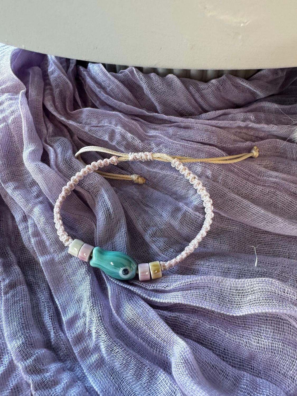 Armband | Macrame Vis | Pink &amp; Blauw