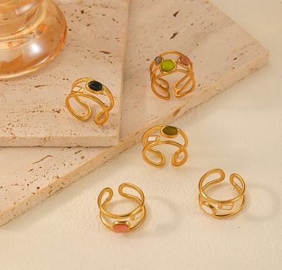 Ring | Natuursteen | Wit | Goud | Stainless steel Ring | Natuursteen | Wit | Goud | Stainless steel