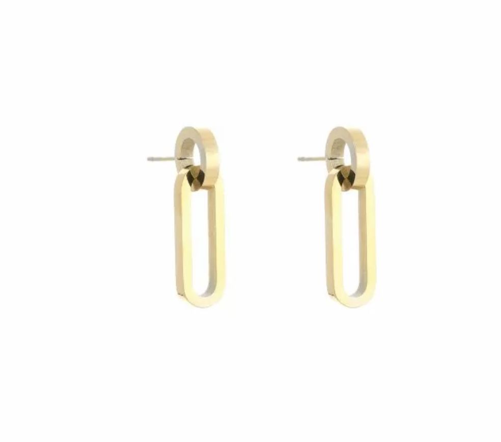 Oorbellen | Schakel | Goud | Stainless steel