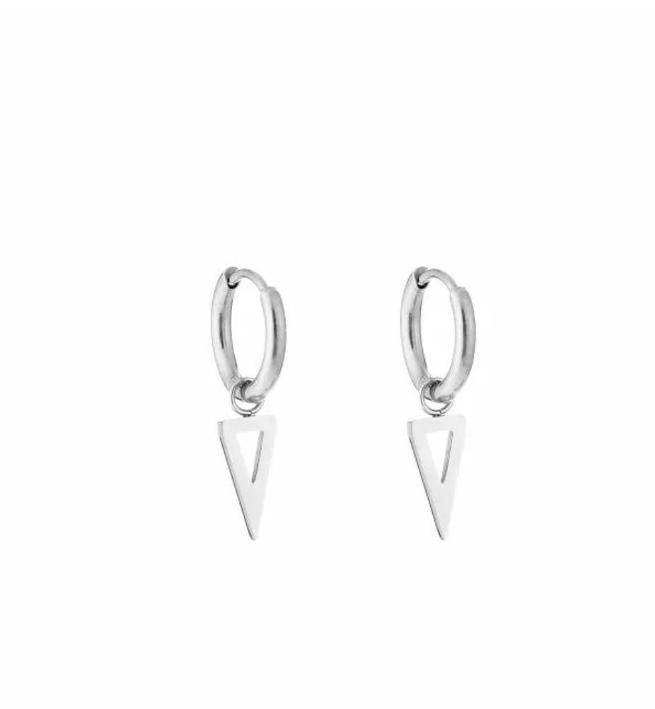 Oorbellen | Omgekeerde Driehoek | Zilver | Stainless steel