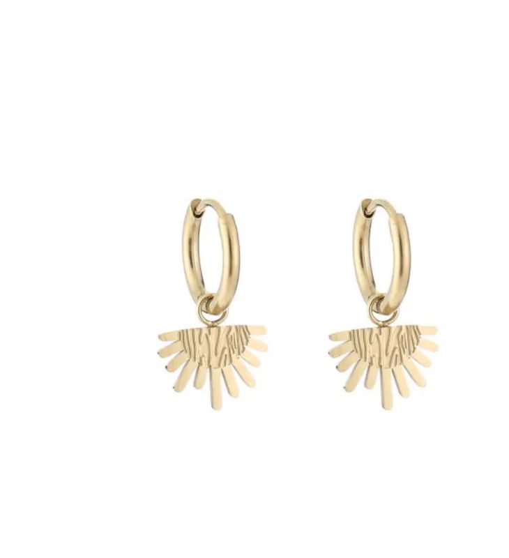 Gouden stainless steel oorringen halve zon 