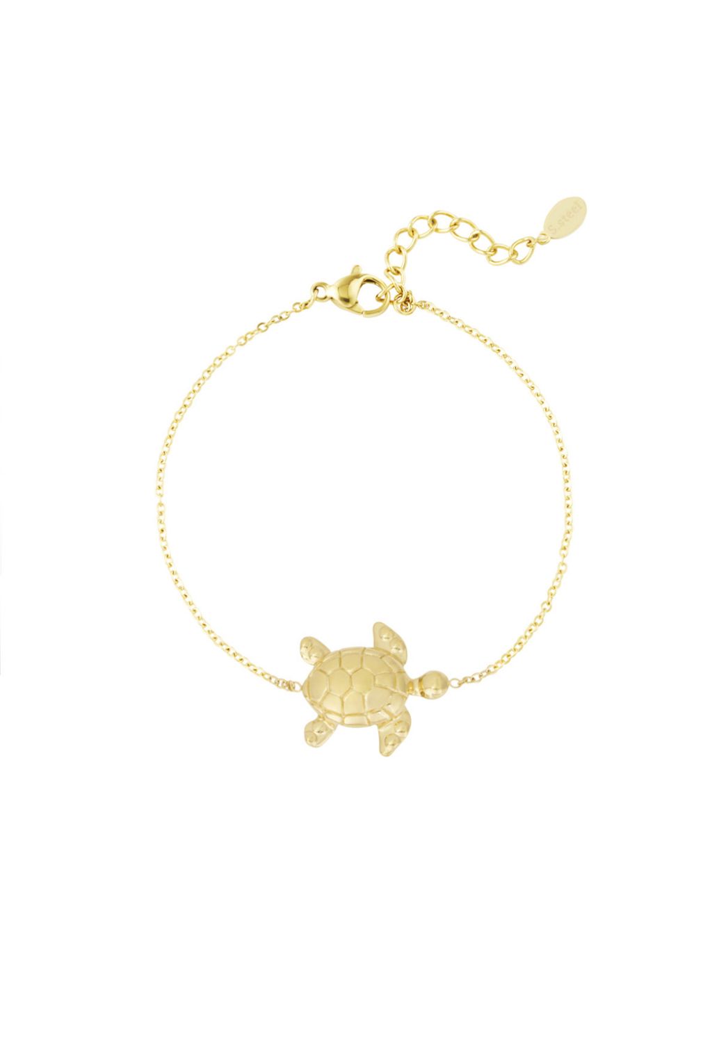 Gouden turtle armband stainless steel waterproof en kleurvast