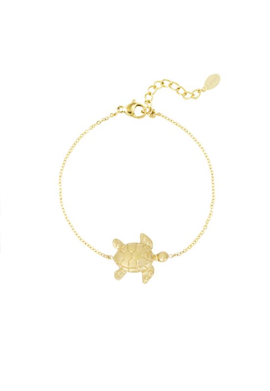 Gouden turtle armband stainless steel waterproof en kleurvast