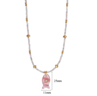 Ketting | Visje | Wit | Natuursteen | Stainless steel