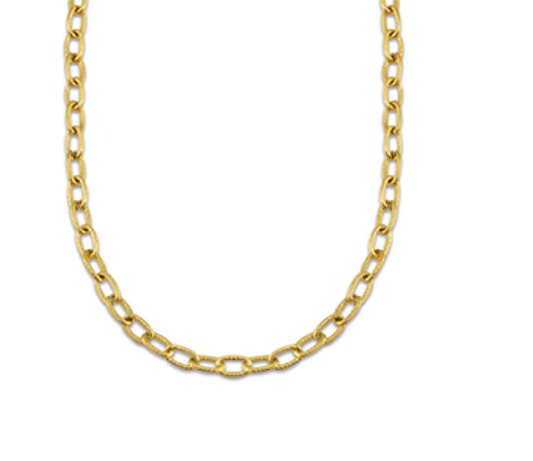 Gestructureerde schakelketting goud stainless steel