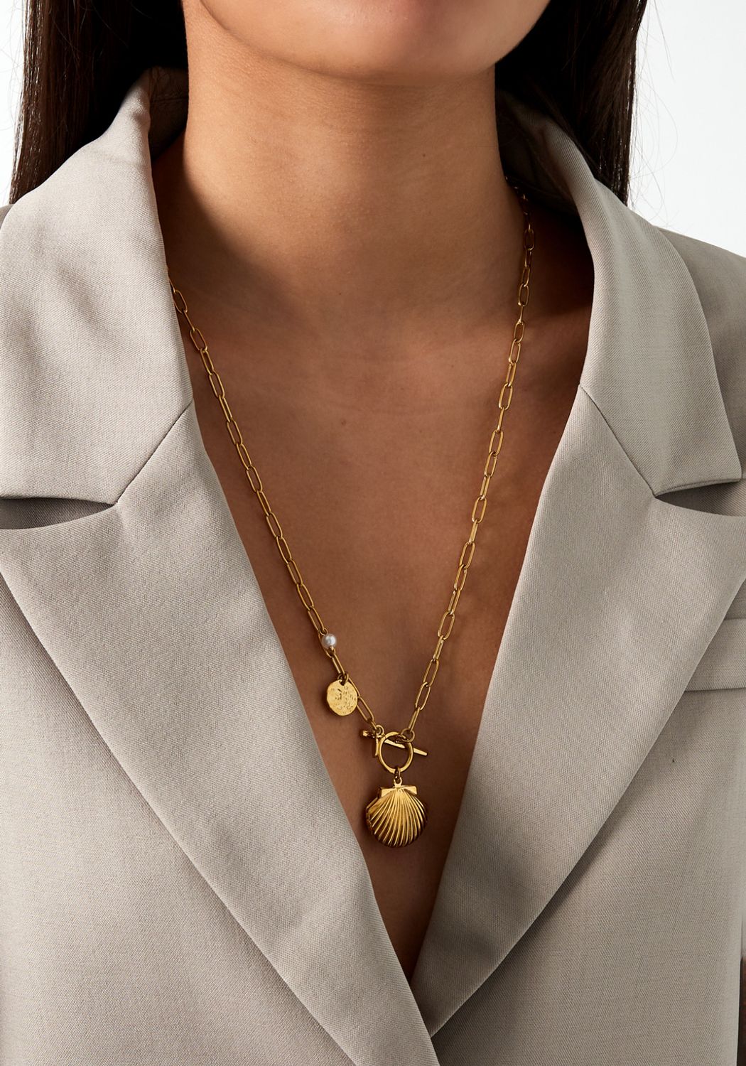 Gouden stainless steel schelpen ketting