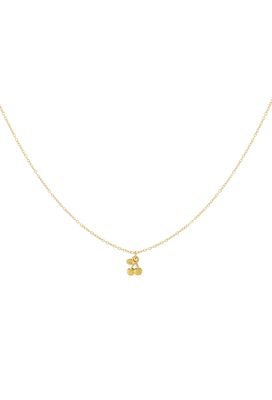 Gouden stainless steel ketting met kersen hanger