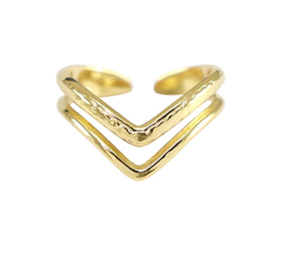 Gouden stainless steel point ring