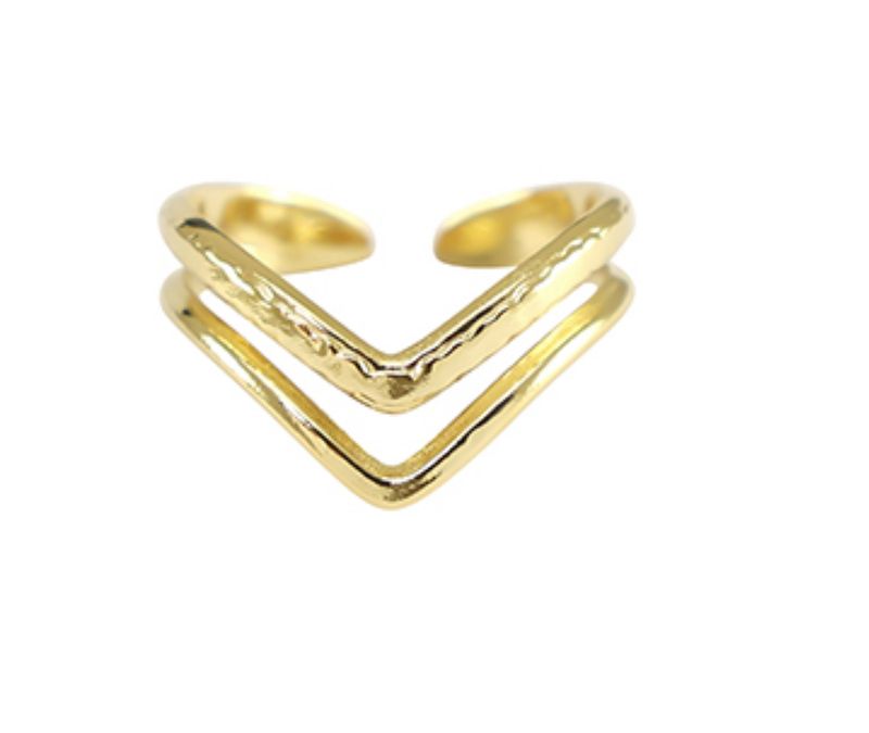 Gouden stainless steel point ring